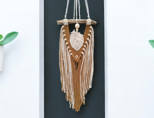 Déco murale macramé/bois flotté